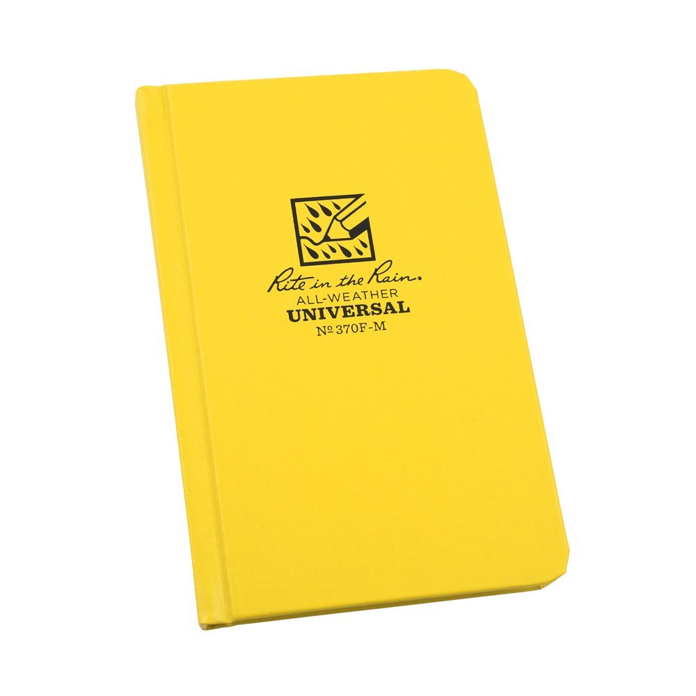 Rite in the Rain Weatherproof Hard Cover Notebook, 4 1/4" x 6 3/4", Yellow Cover, Universal Pattern (No. 370F-M)