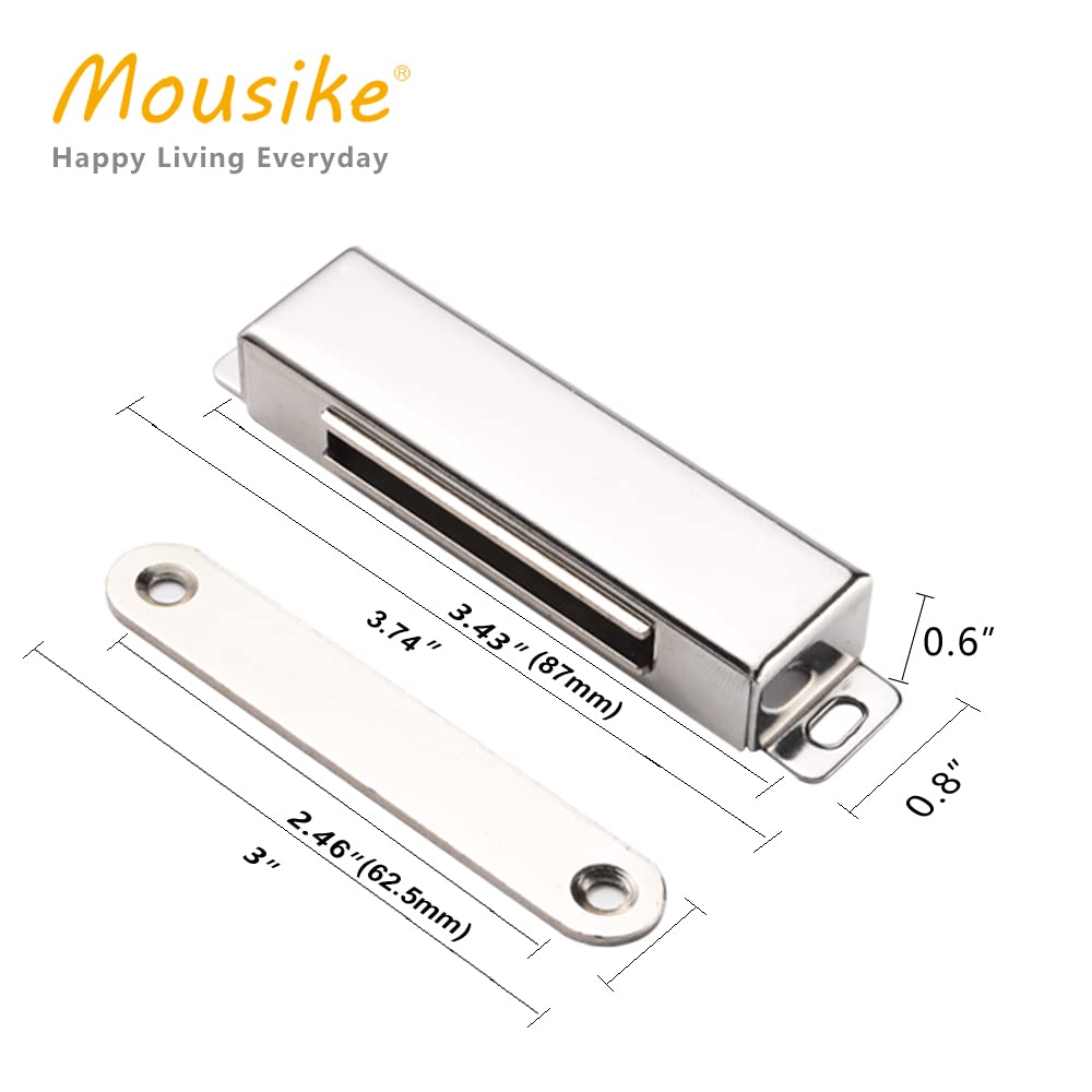 Mousike Magnetic Door Catch，70lb Stainless Steel Cabinet Door Magnets with Strong Magnetic for Kitchen Cupboard Wardrobe Closet Cabinet Door Drawer Latch (3.8"70 lbs(4 Pack))