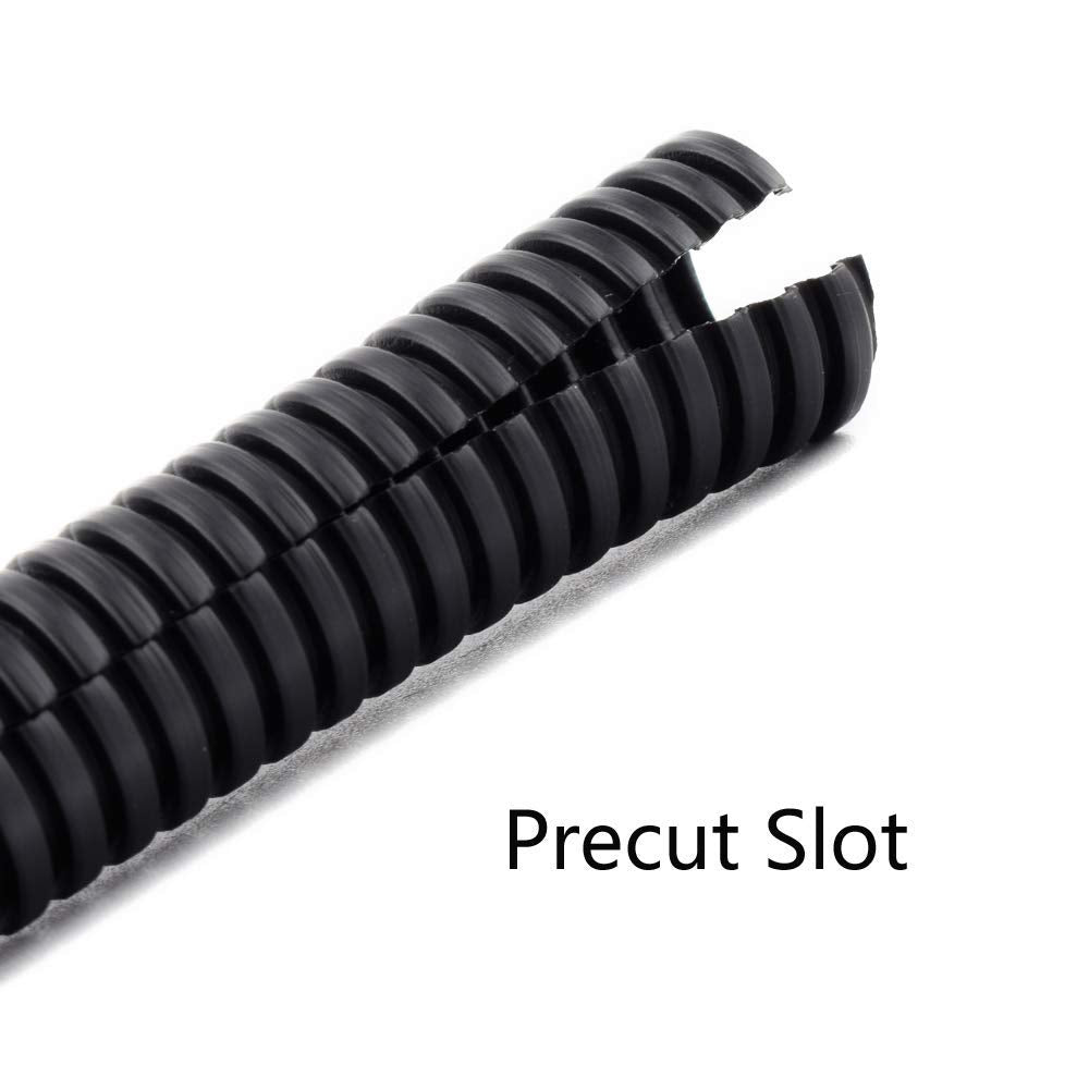 ZhiYo 100FT 1/4" Wire Loom Split Tubing Auto Wire Conduit Flexible Cover Black Cable Management