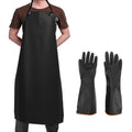Waterproof Rubber Vinyl Apron & Heavy Duty Latex Gloves, DaKuan Ultra Lightweight Resist Strong Acid, Alkali and Oil Apron & Gloves Best for Staying Dry When Dishwashing, Lab Work, Butcher