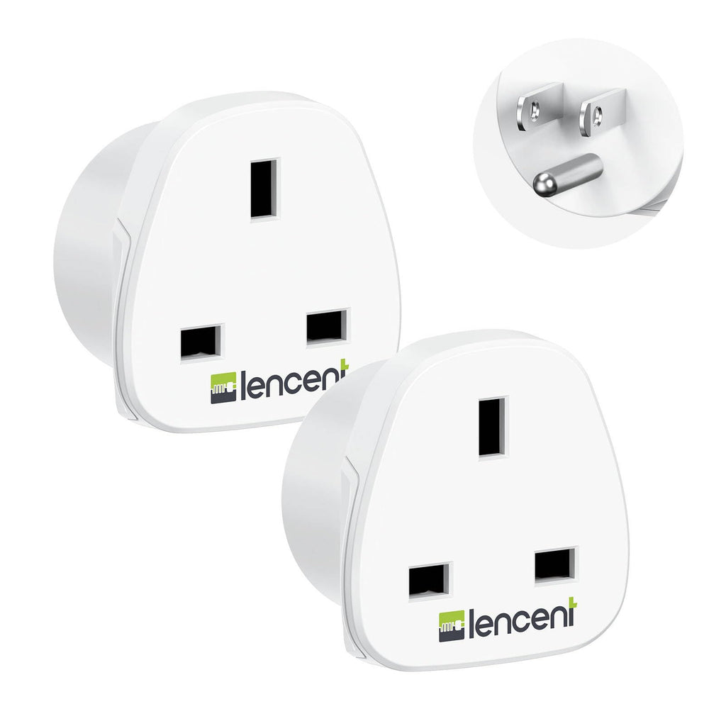 LENCENT UK to CA Canada Plug Adapter, 2 Pack Grounded CA Visitors Travel Converter, Converts All Type G Plugs from United Kingdom UK Singapore Malaysia UAE Ireland Malta Hongkong (Type B