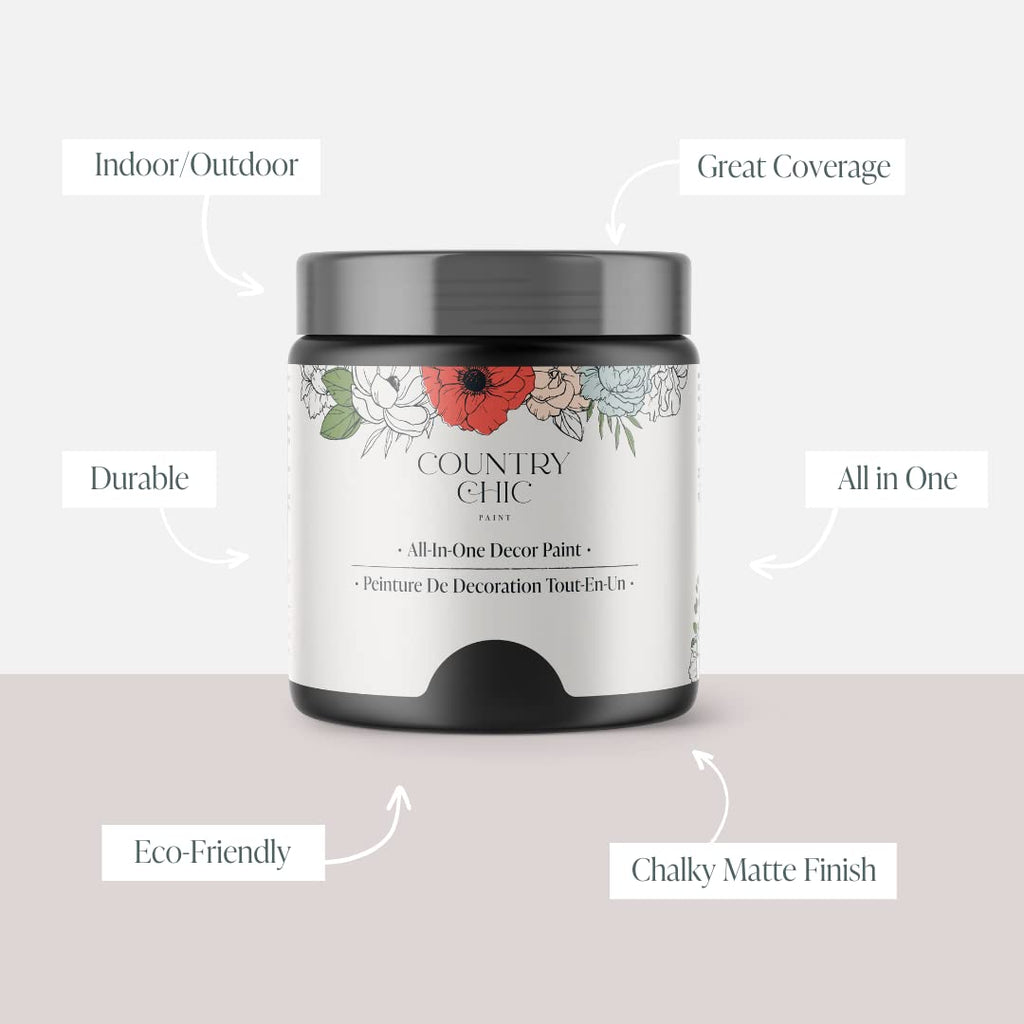 Country Chic All-in-One Chalk Paint for Furniture, Cabinets, Home Decor, Eco-Friendly, Matte Finish, Built-In Primer & Top Coat for Wood, Metal - Liquorice (Black) - Pint 16 oz (475 ml)
