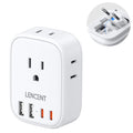 European Travel Plug Adapter, LENCENT International Type-C Foldable Power Plug with 4 Outlets, USB C Charger Adaptor, Canada/US to Most of Europe EU Iceland Spain Italy France Germany Greece