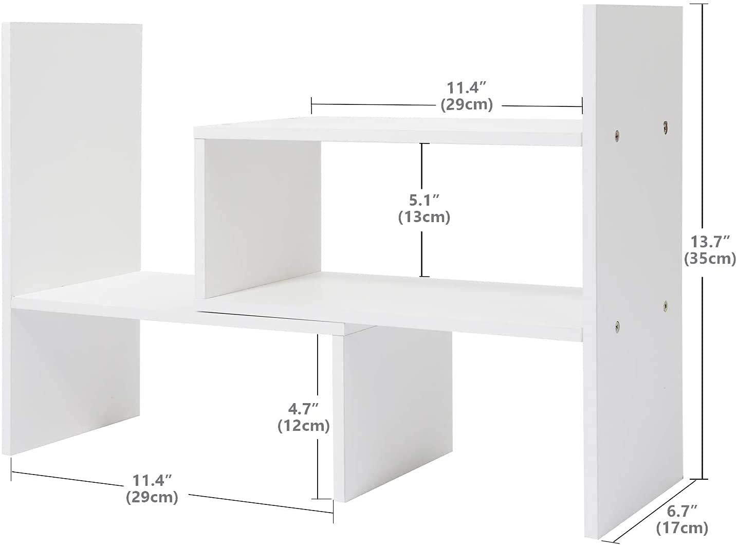 Expandable Wood Desktop Bookshelf Desktop Organizer Office Storage Rack Wood Display Shelf - Free Style Display True Natural Stand Shelf Rack Assembled Bookcase Adjustable Display Rack, White