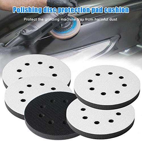 5 Pack 5-Inch Foam Interface Pad, 8-Hole Hook & Loop Sanding Cushion Pad for Random Orbital Sander, Soft Density Buffer Pad, Fits 5-Inch H&L Discs & Backing Pads