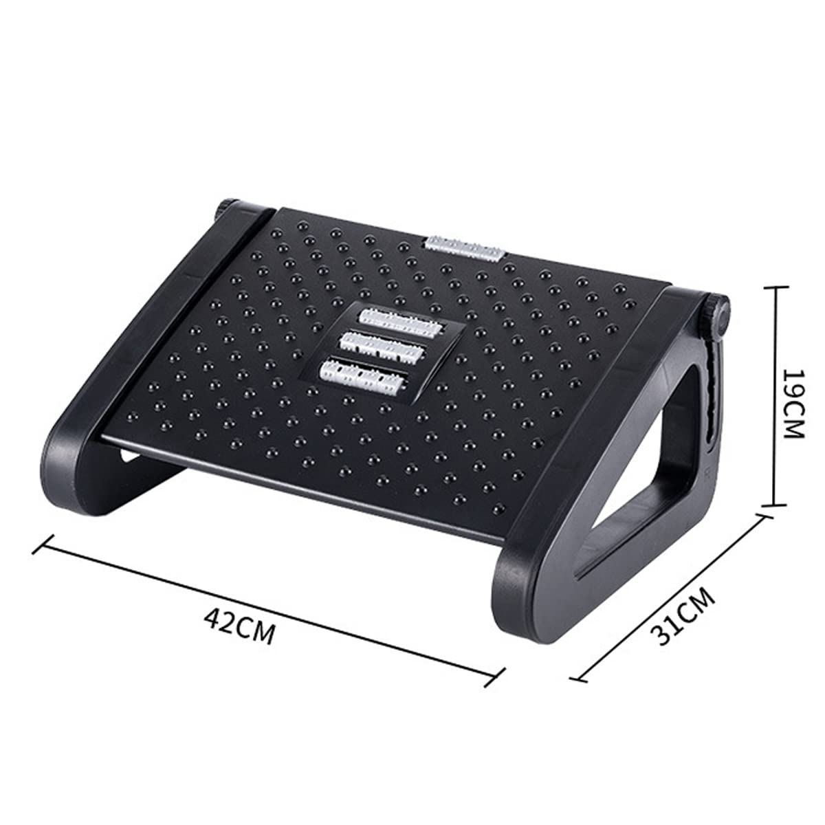 Techson Desk Footrest, Office Massage Texture and Roller Foot Rest with Non-Slip Legs, Ergonomic Adjustable 6 Height Tilting Foot Stool for Home, Office
