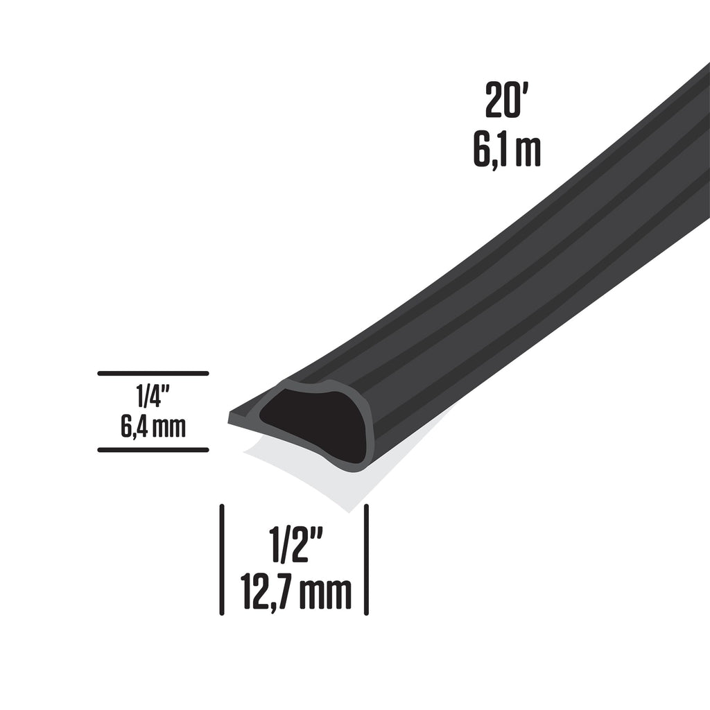 M-D Building Products 68668 Highly Durable Silicone Rubber Gasket Seal for Doors and Windows, Flexible in Extreme Temperatures, Ideal for Indoor and Outdoor Use, No Hardware Required (Black) (20 ft)
