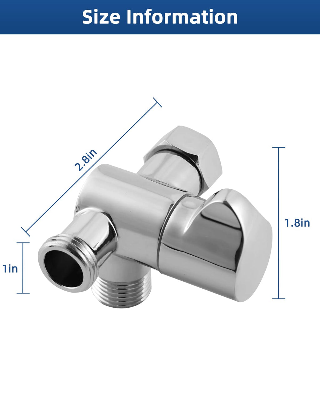 Hibbent All Metal Solid Brass Shower Arm 3-Way Diverter Valve for Hand Shower and Fixed Shower Head, G1/2'' Shower Arm T Adapter, Bathroom Universal Shower System Replacement Part, Chrome