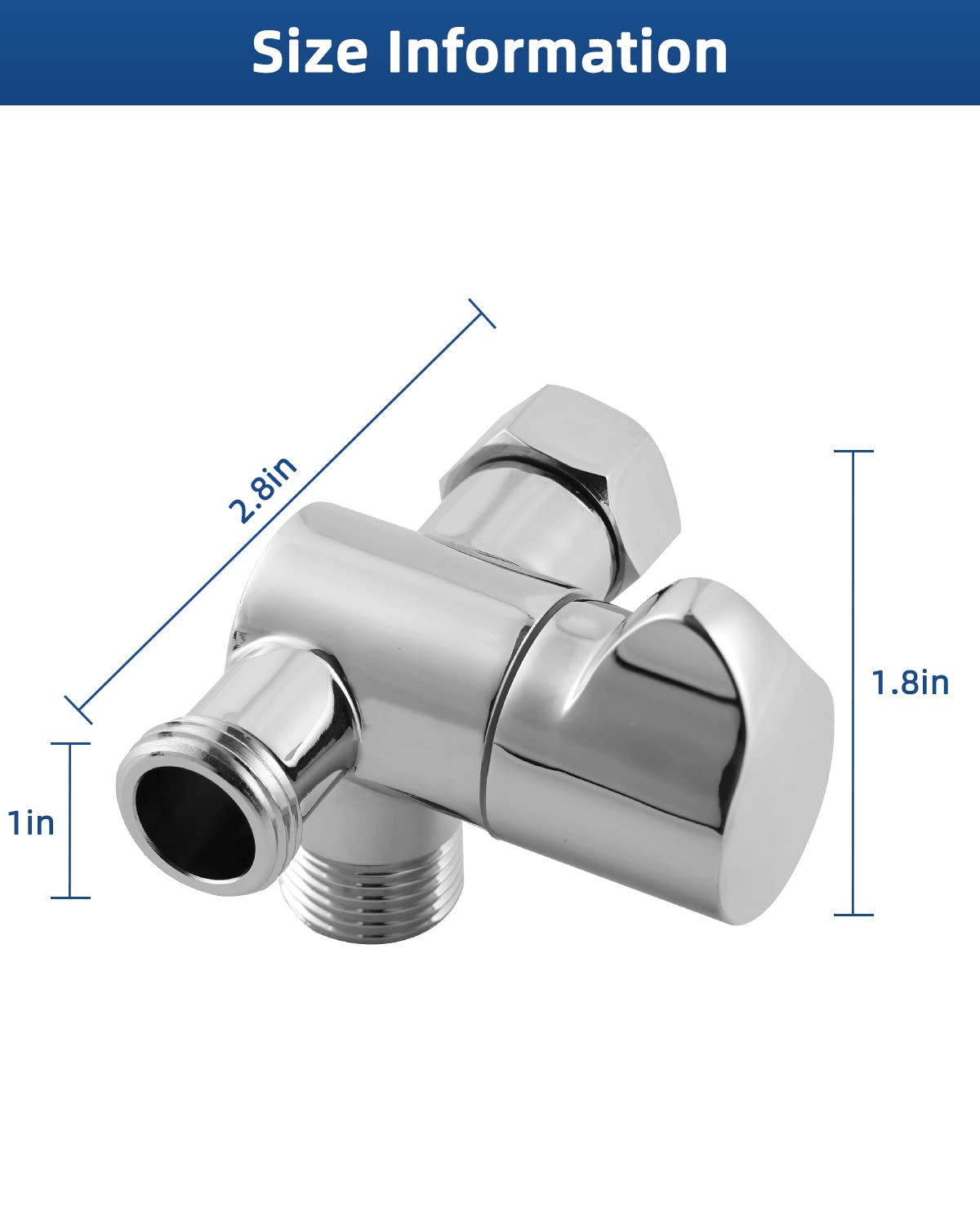 Hibbent All Metal Solid Brass Shower Arm 3-Way Diverter Valve for Hand Shower and Fixed Shower Head, G1/2'' Shower Arm T Adapter, Bathroom Universal Shower System Replacement Part, Chrome