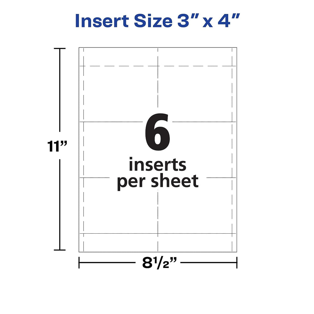 Avery 5392 Insert Badge Refill, Fits 3-Inch x4-Inch, 6/Sht, 300/BX, WE