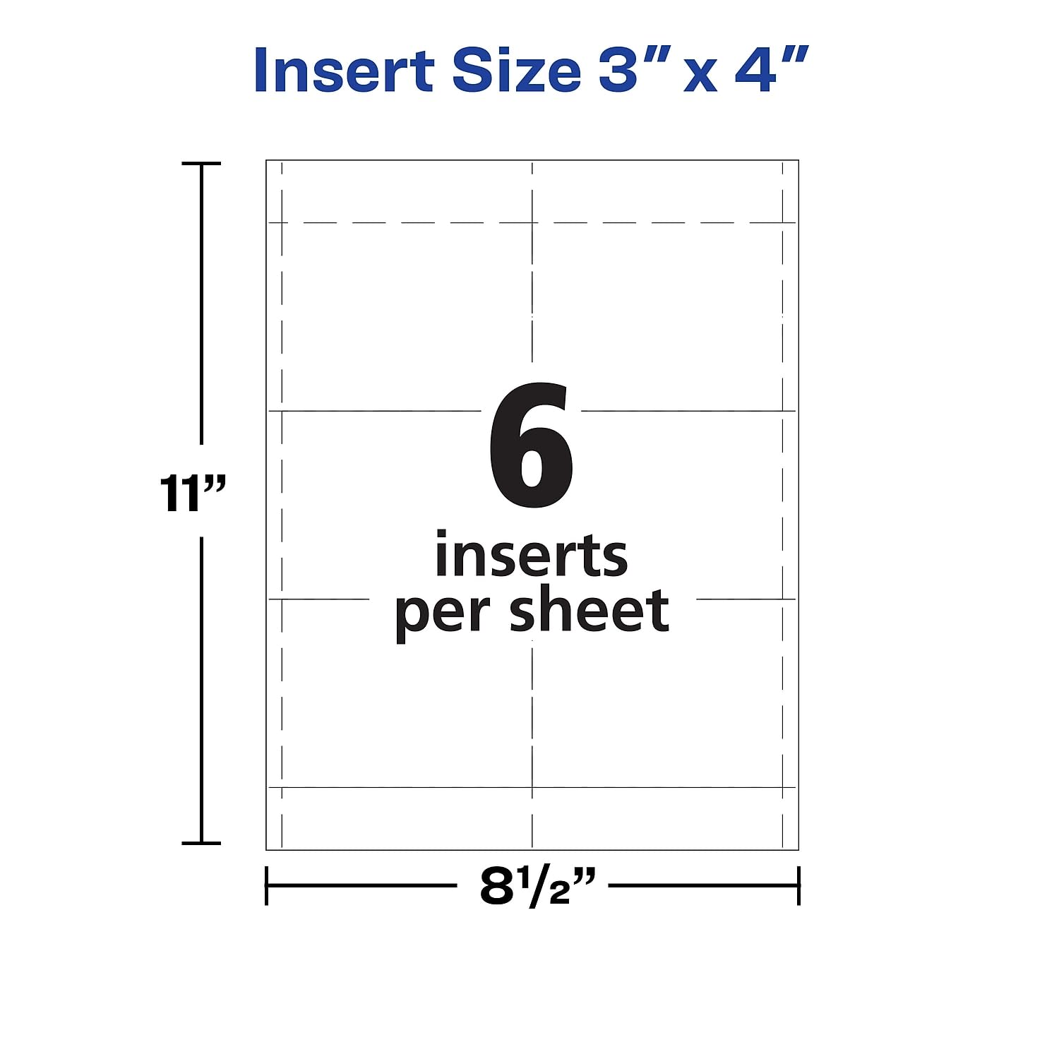 Avery 5392 Insert Badge Refill, Fits 3-Inch x4-Inch, 6/Sht, 300/BX, WE