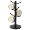 Kitsanery Mug Holder Tree, Coffee Cup Holder，Coffee Mug Tree with 6 Hooks,Home Storage Mug Hooks (Black)
