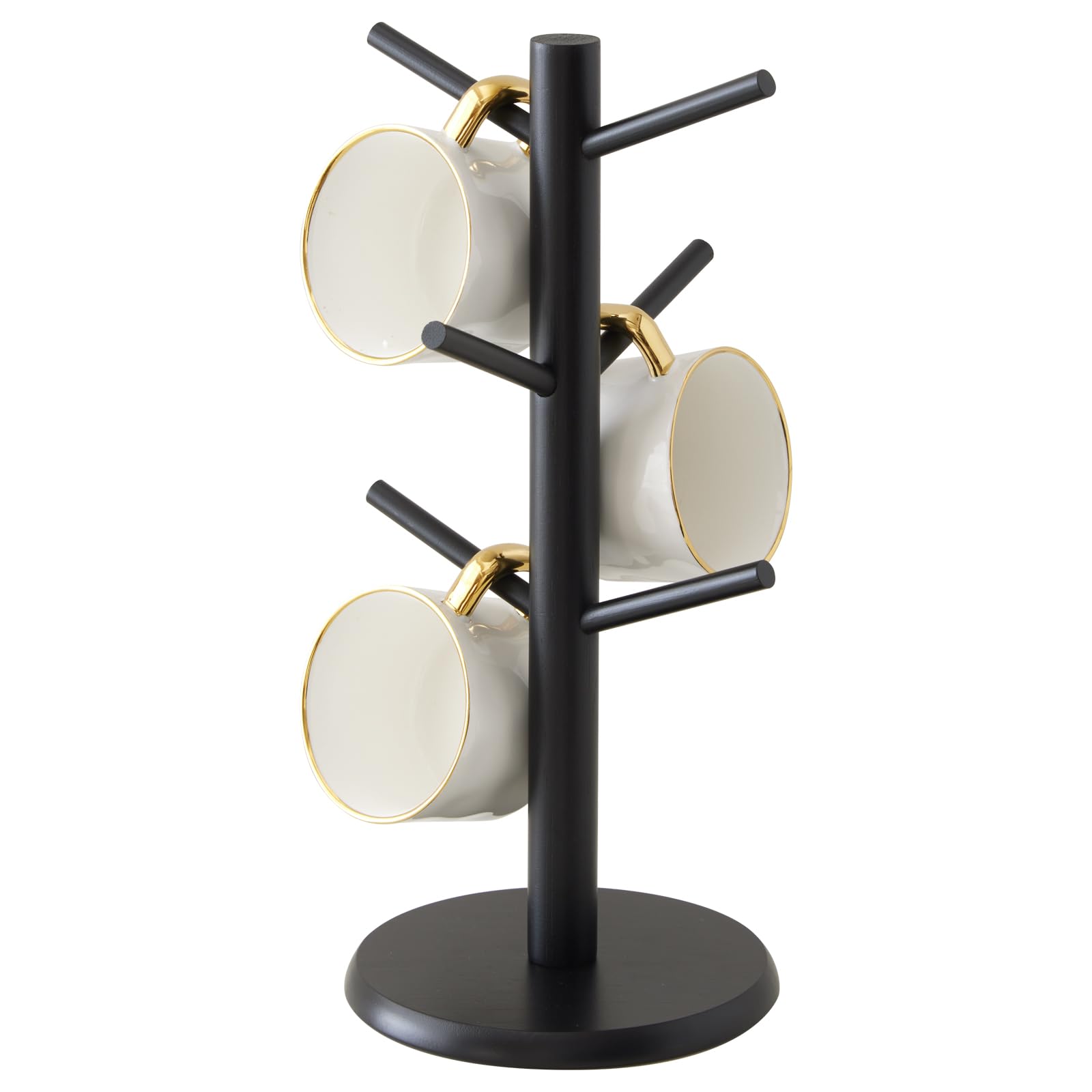 Kitsanery Mug Holder Tree, Coffee Cup Holder，Coffee Mug Tree with 6 Hooks,Home Storage Mug Hooks (Black)