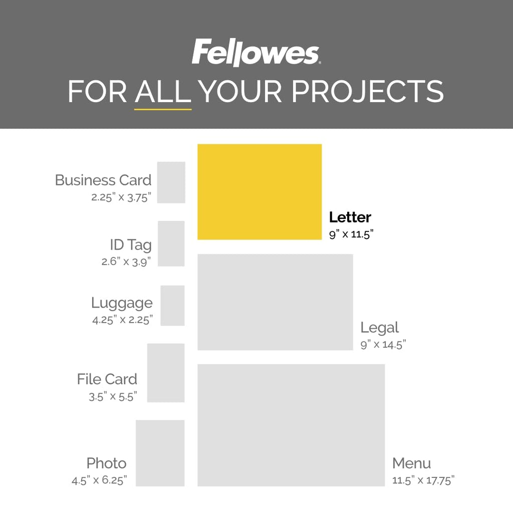 Fellowes Thermal Laminating Pouches, Letter Size Sheets 9 x 11.5-Inches, 3 mil, 200 Pack (5743401), Clear