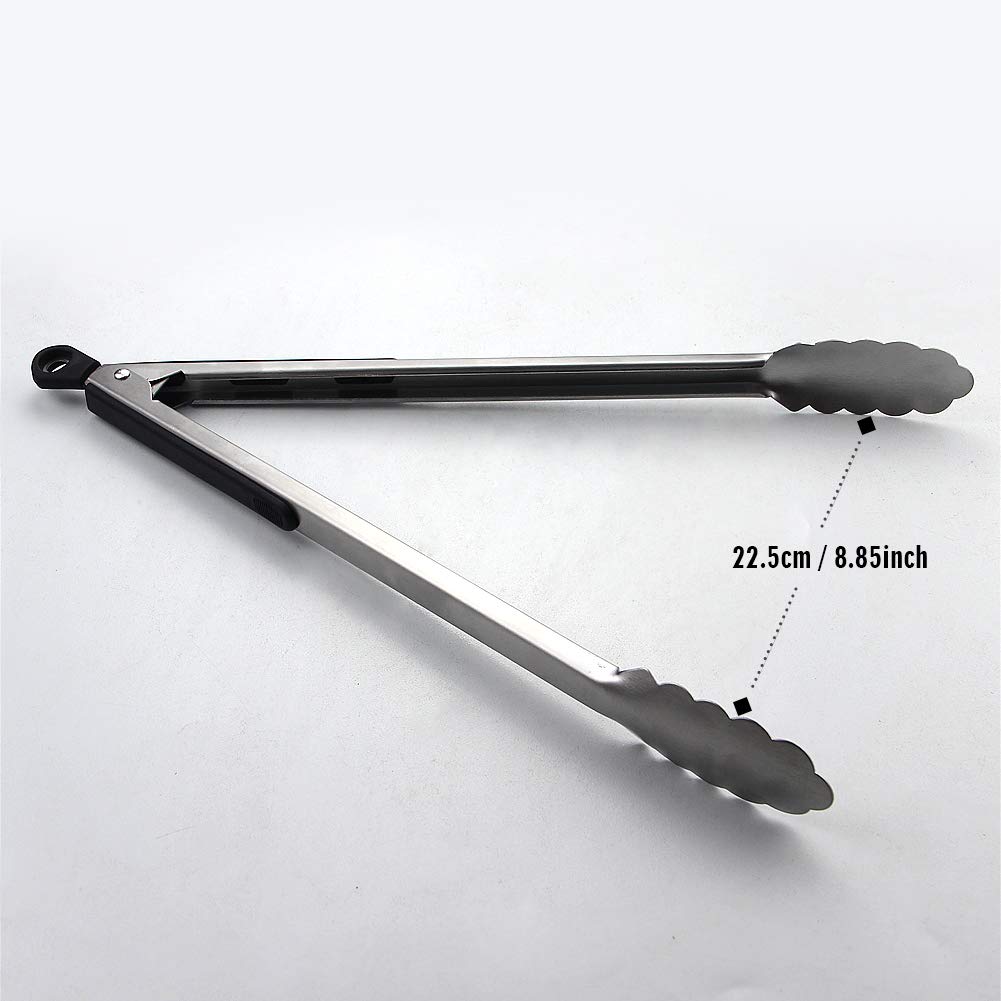 Tongs, AOOSY 2 Pieces Extra Long 16 Inches BBQ Tong 18/10 Stainless Steel Wide Scalloped Gripping Edge Kitchen Tongs for Cooking Serving Grilling Salads, with Joint-Lock
