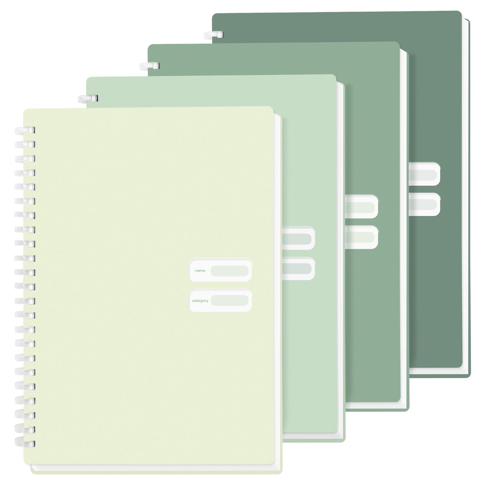 Colacoo 4 Pack B5 Spiral Notebook - PP Hardcover Spiral Bound Notebook with Soft Coil, 7 x 10" Coil Notebook College Ruled Lined Journal Notebook, 70 Sheets/140 Lined Pages, Assorted Green