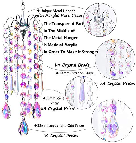 H&D Hyaline & Dora Chandelier Wind Chimes AB Coating Crystal Prisms Hanging Suncatcher Pendant Home Decor Gifts