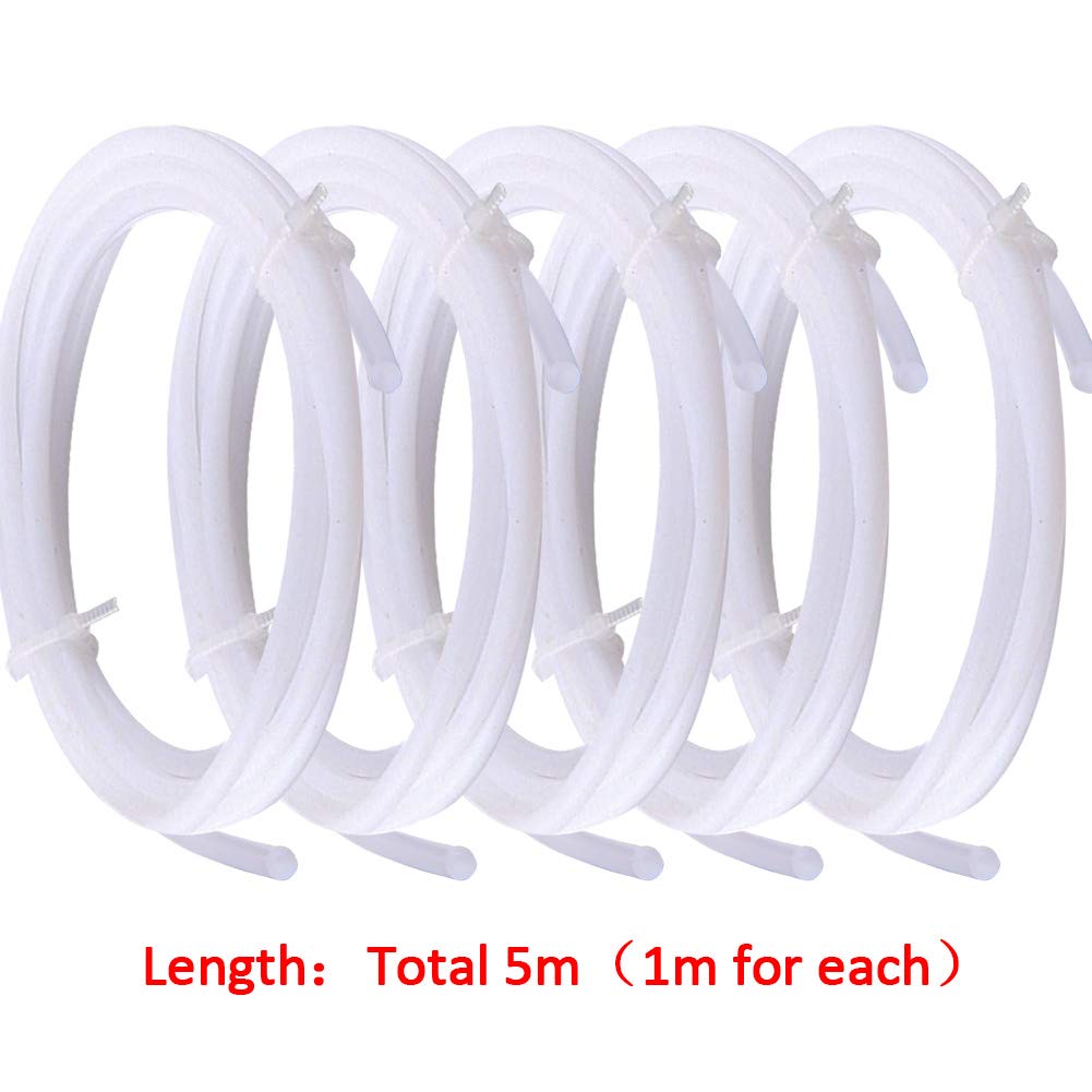 SIQUK 5 Pieces Teflon Tube PTFE Tubing (1M) with 10 Pieces PC4-M6 Fittings and 10 Pieces PC4-M10 Fitting Connector for 3D Printer 1.75mm Filament