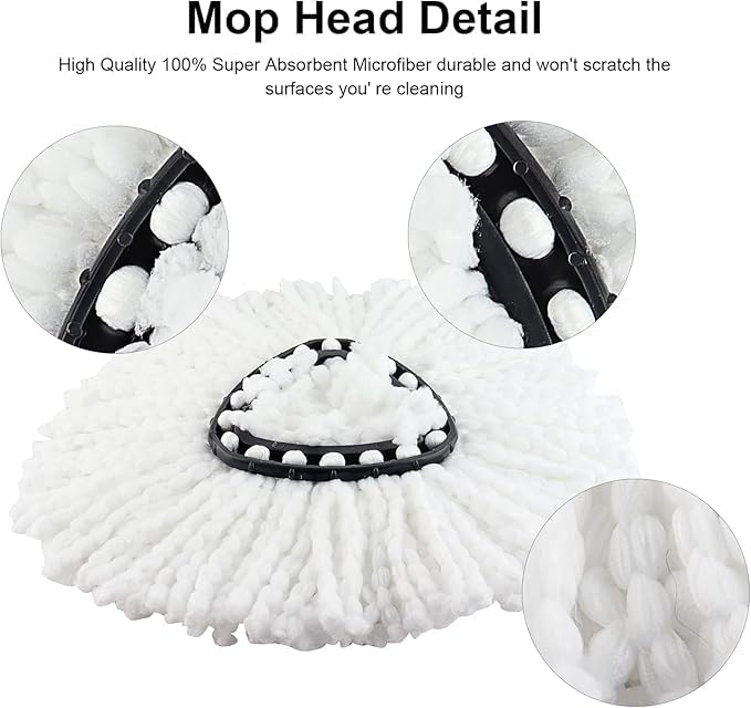 4 Pack Spin Mop Head Replace for Vileda/O-Cedar EasyWring 1 Tank,Compatible with Vileda/Ocedar Triangle Swivel Mops Microfiber Swivel Mop Refill,Deep Clean (4 mop refills)