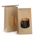 BagDream Cookie Bags 50Pcs 3.54x2.36x6.7 Inches Brown Kraft Paper Bags with Window Tin Tie Tab Lock Recyclable Treat Bags for Coffee Bean Bread Muffin Popcorn Party Wedding