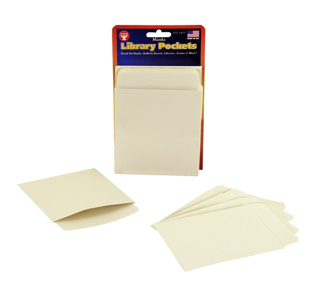 HYGLOSS 15430 Self-Adhesive Library Card Pockets, 3.5-Inch by 5-Inch, 40 Pages, Manila , White