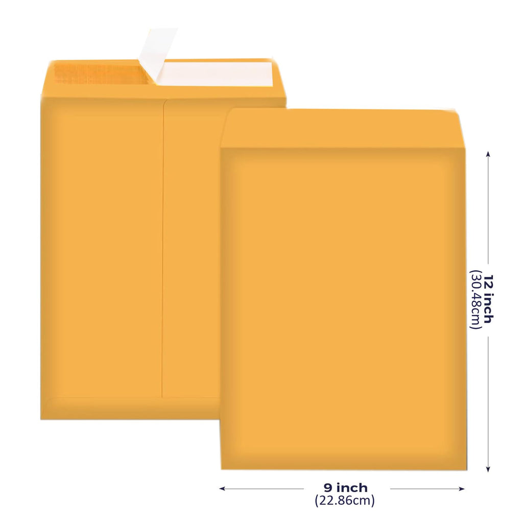 Packpal Manilla Envelopes 9x12 100Pack Brown Catalog Envelopes Self Seal for Mailing