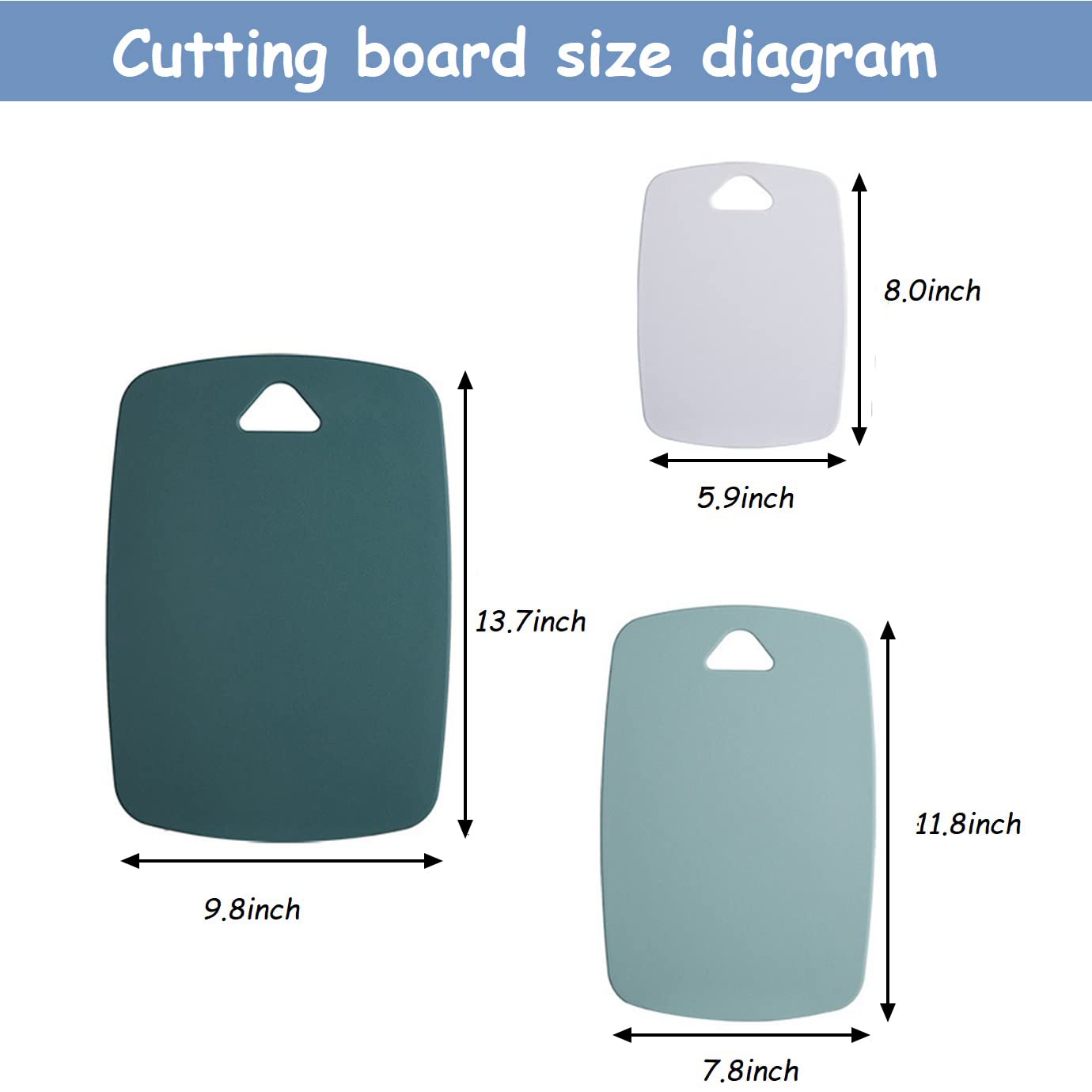 Plastic Cutting Board Set of 3, Cutting Boards for Kitchen,Thick Chopping Boards for Meat, Veggies, Fruits, with Easy Grip Handle,Non-Slip, Dishwasher Saf,Suitable for Outdoor Camping, RV. (Green)