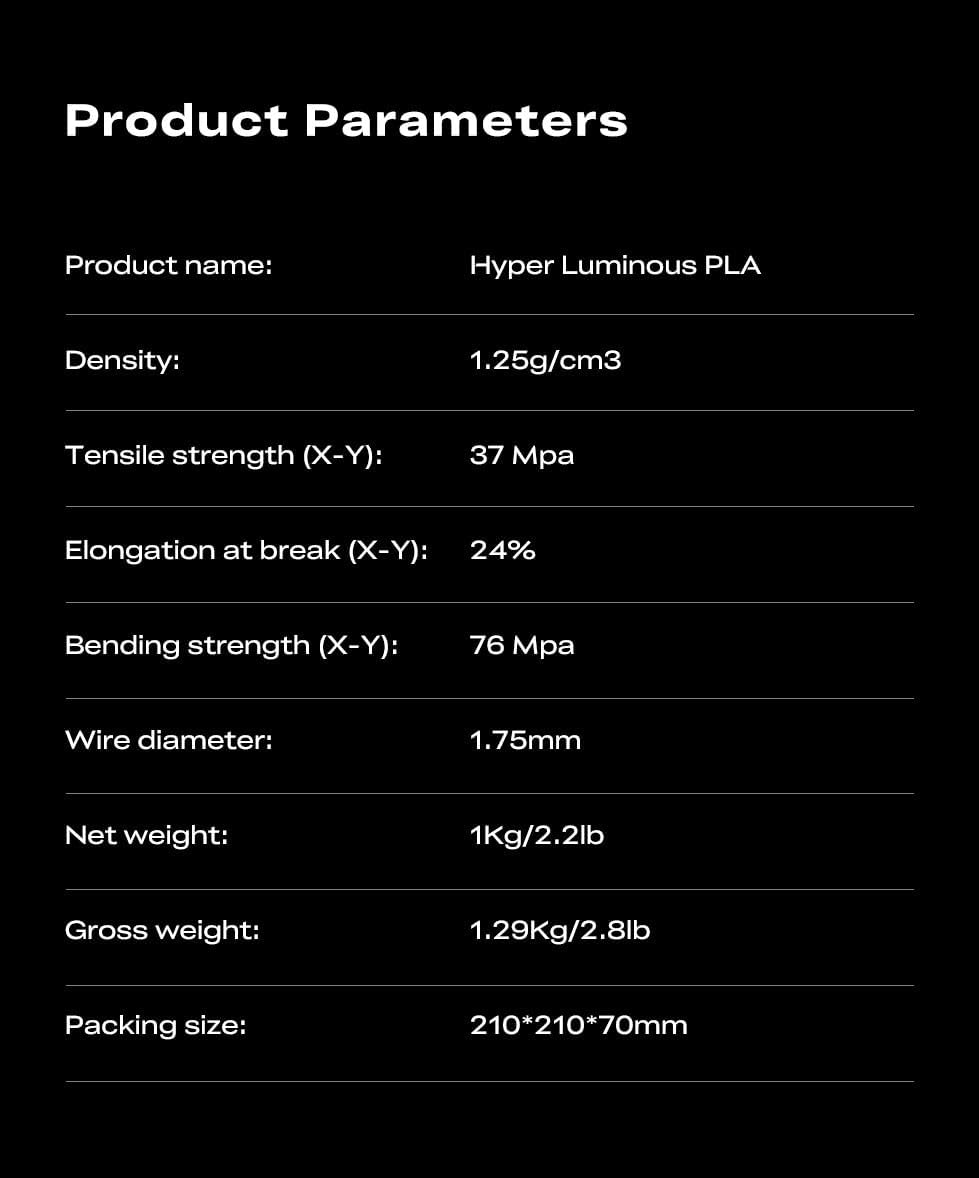 Creality Hyper Luminous PLA Filament for 3D Printers, 1.75mm 1kg (2.2lb), 30-300mm/s Printing Speed, Glow in The Dark, Fits Most 3D Printers, Suits for Creative Lighting, Holiday Decor, Green