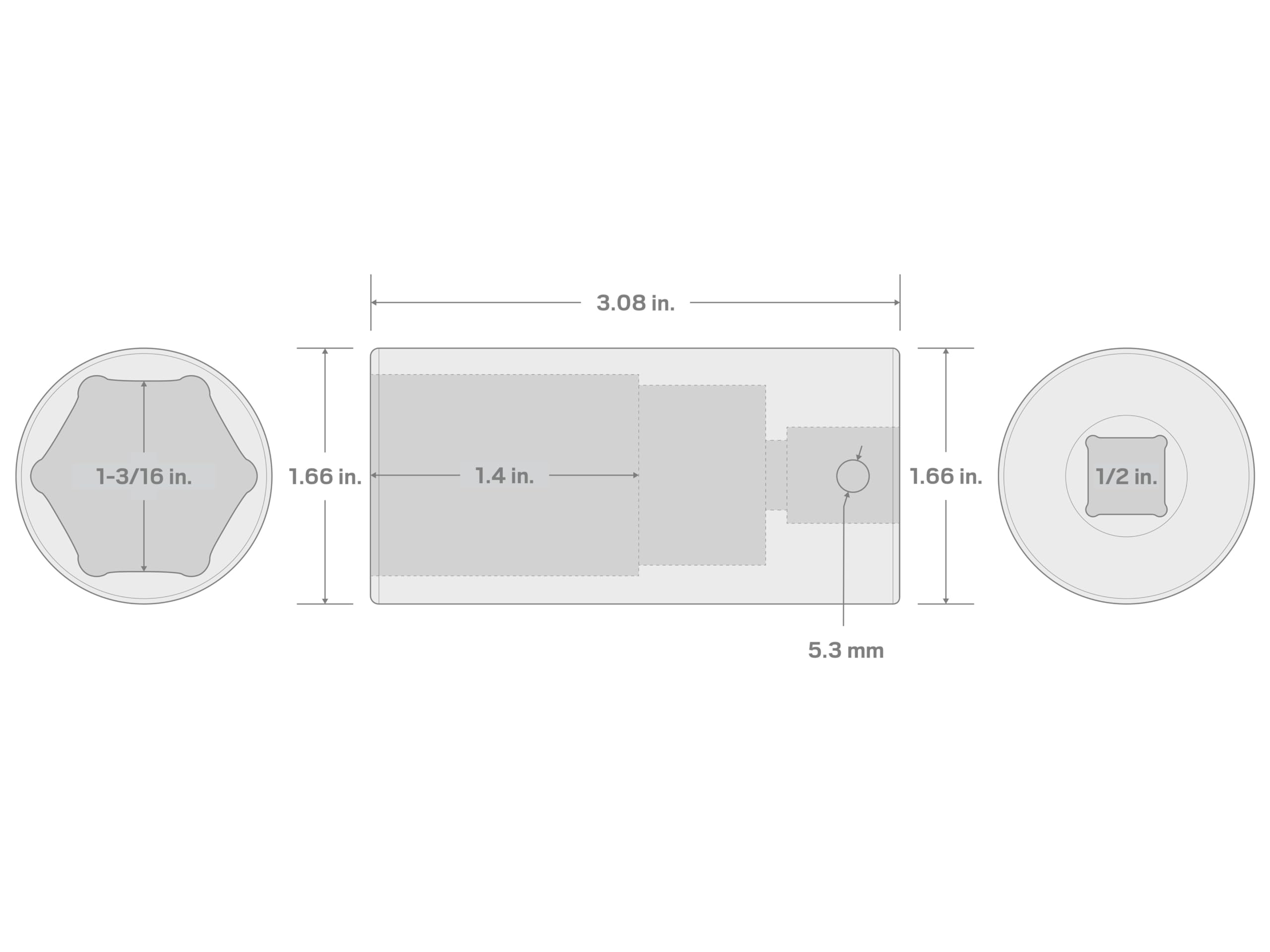 TEKTON 1/2 Inch Drive x 1-3/16 Inch Deep 6-Point Impact Socket | SID23030