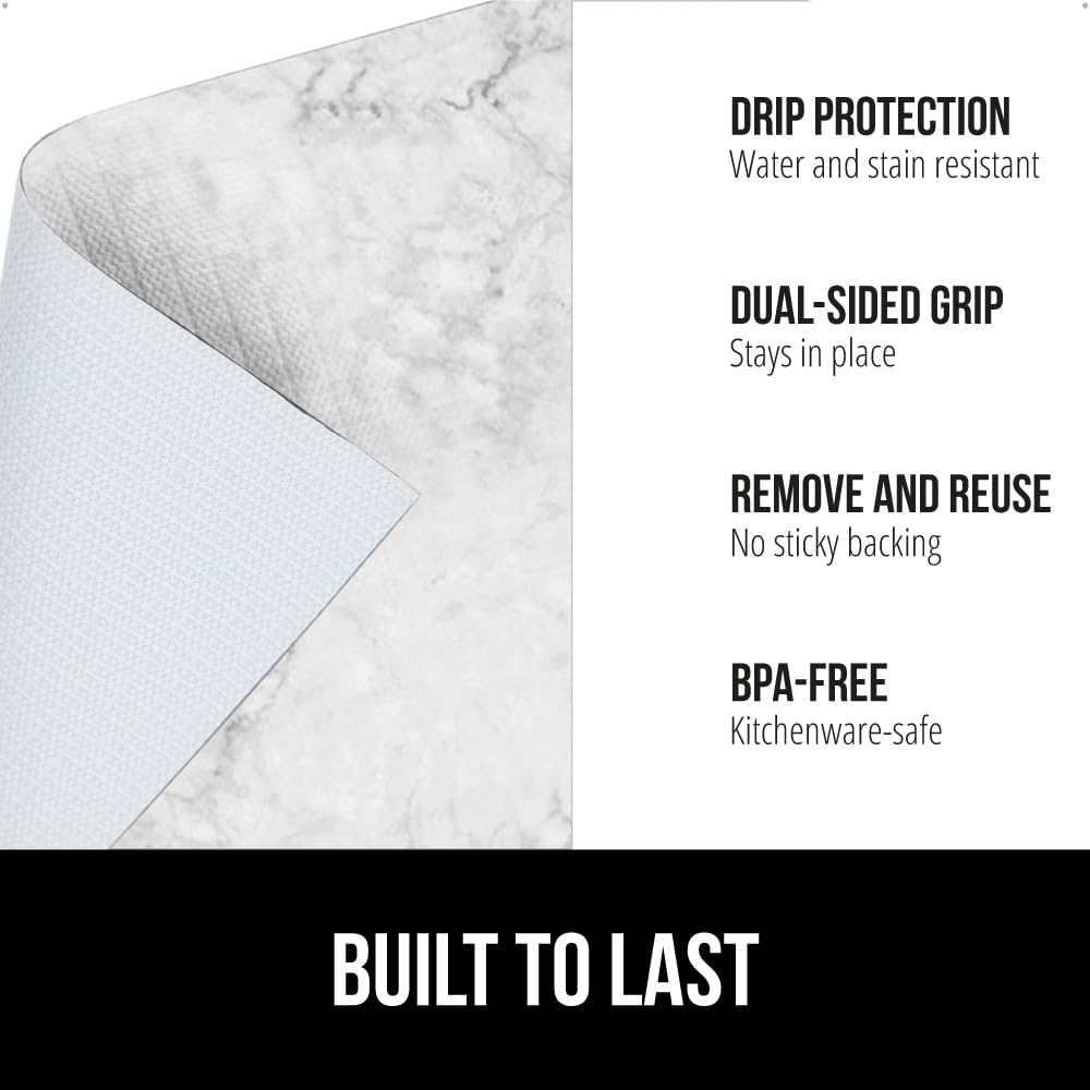 GORILLA GRIP DripGuard Drawer and Shelf Liner for Cabinet, Slip Resistant Non Adhesive Protection for Kitchen, BPA Free Smooth Surface Plastic Liners for Cabinets, Bathroom Drawers, 12x20, Marble