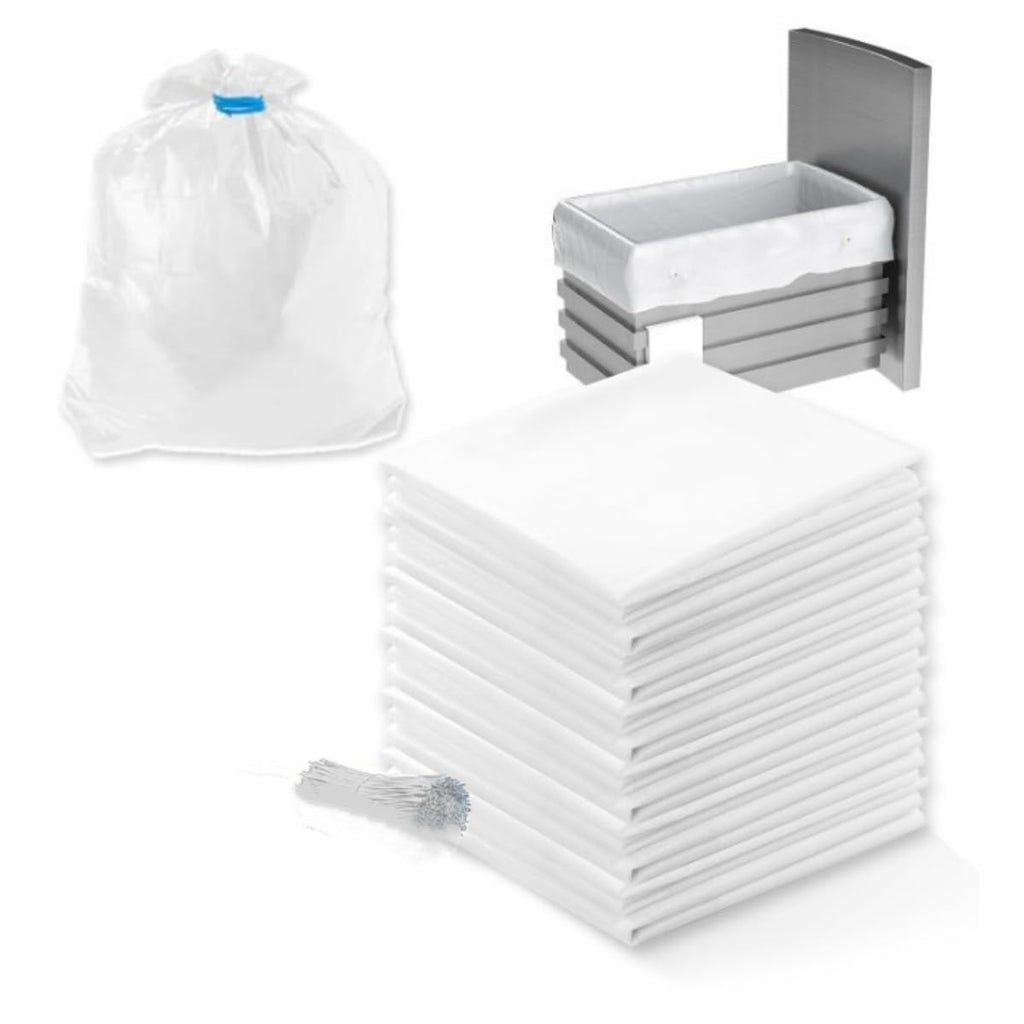 XHYAMIS 20pcs W10165294RB Trash Compactor Bags,Fits 15-inch Rectangular Drawer Compactors, Space-Saving Compressed for Small Spaces/RV/Camping/kitchen (Ties Included,White)