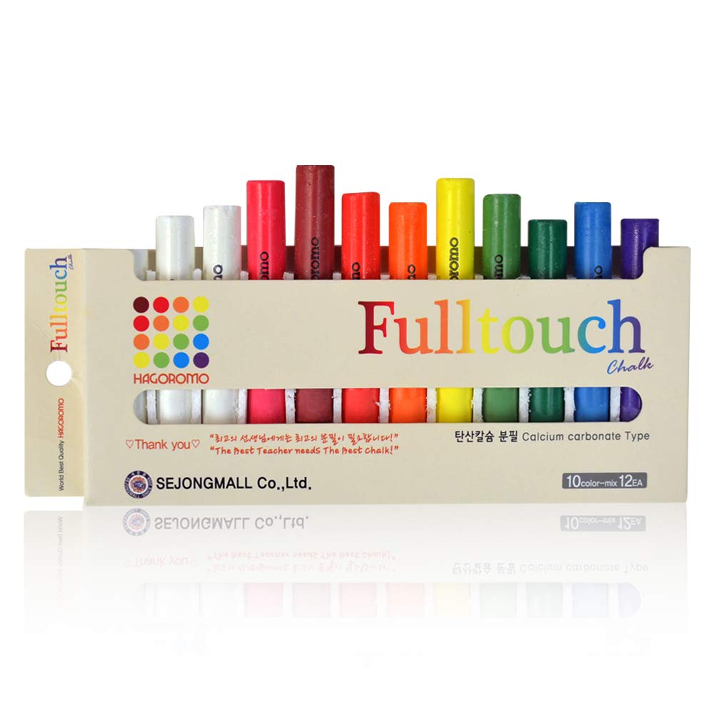 Hagoromo Fulltouch 10-Color Mix Chalk (Small Package) (12pcs) White, Red, Yellow, Blue, Orange, Yellow Green, Green, Brown, Violet, Scarlet (1Box)