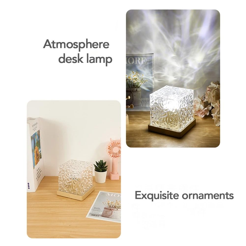 Ocean Wave Projector Light,16 Colors Gradual Water Cube with Remote Control, 3D Water Ripple Romantic Ambient Lighting for Kids Adults,Ocean Wave Night Light for Bedroom