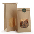 BagDream Cookie Bags 50 Pcs 4.5x2.36x9.6 Inch Brown Kraft Paper Bags with Window, Tin Tie Tab Lock, Recyclable Treat Bags for Coffee Bean, Bread, Muffin, Popcorn, Party, Wedding