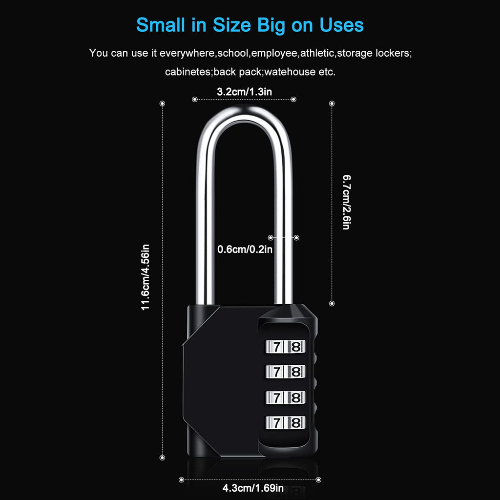 Combination Padlock, [2.6 inch Long Shackle] [3 Pack] Diyife 4 Digit Locker Lock Weatherproof Lock Outdoor Combination Lock for School Gym Locker, Toolbox, Fence, Hasp, Cabinet, Shed, Garage