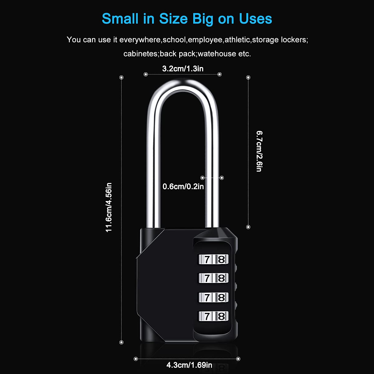 Combination Padlock, [2.6 inch Long Shackle] [3 Pack] Diyife 4 Digit Locker Lock Weatherproof Lock Outdoor Combination Lock for School Gym Locker, Toolbox, Fence, Hasp, Cabinet, Shed, Garage