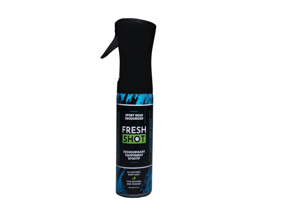 Fresh Shot – Sport Gear Deodorizer Eliminate odors in smelly sports equipment and footwear.