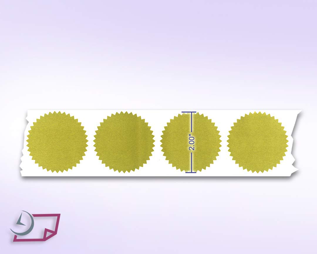Next Day Labels 2" Round, Gold Metallic Package, Envelope, Certificate Wafer Seals with Serrated Edge. 250 Stickers per Roll