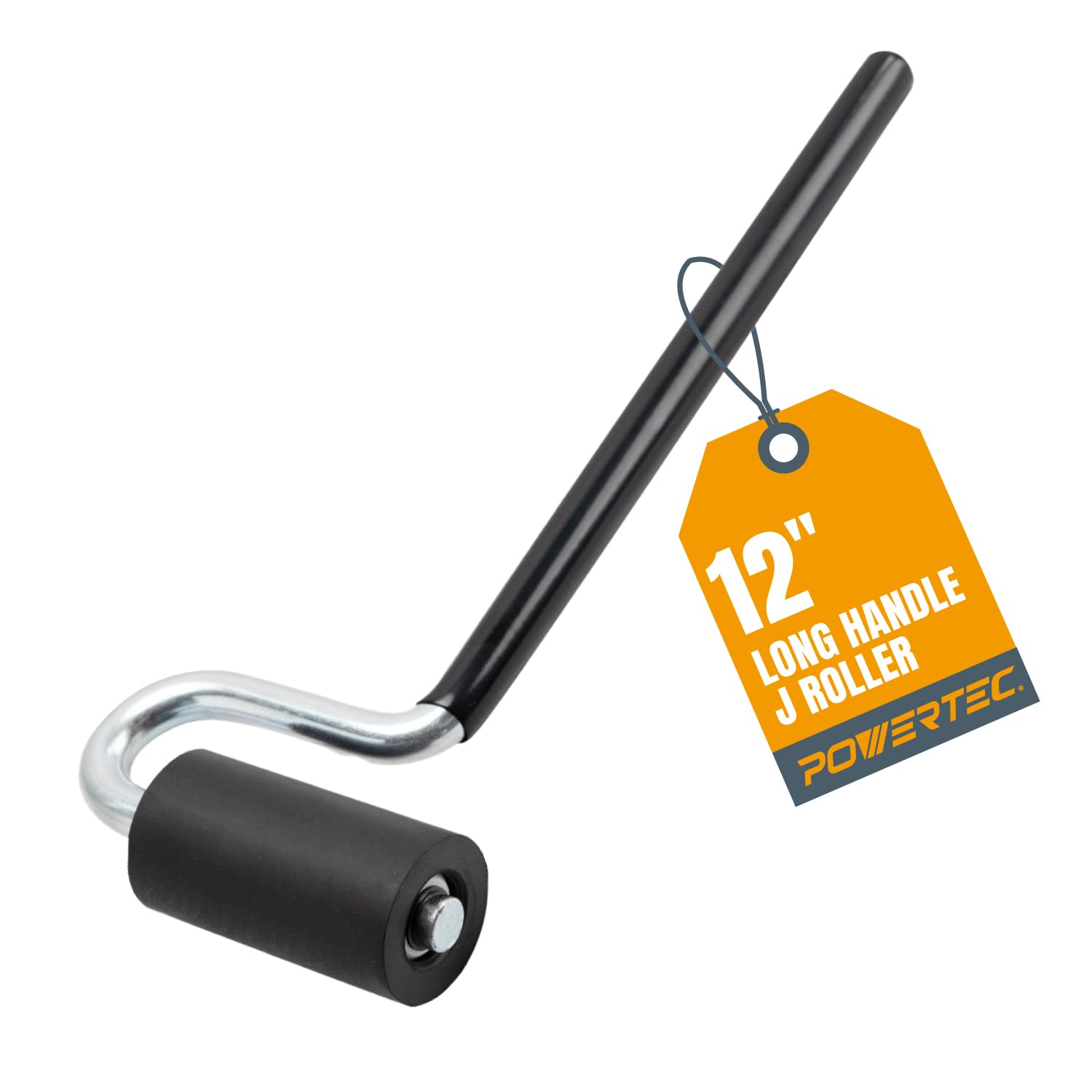 POWERTEC 71010 Long Handle J-Roller with Rubber Roller, 1-1/2-Inch by 3-Inch