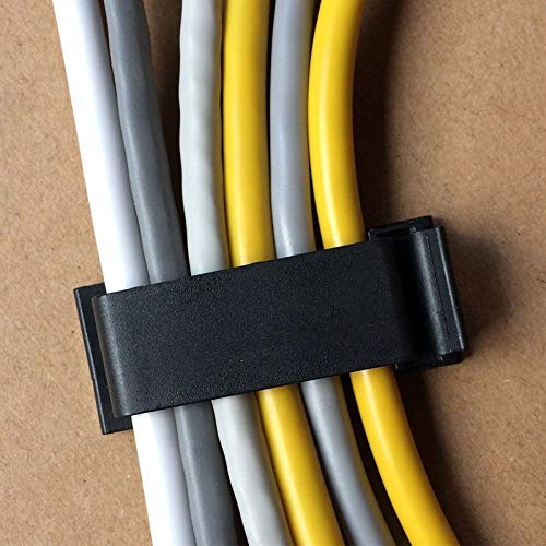 SOULWIT® 50Pcs Self Adhesive Cable Management Clips, Large Cable Organizers Wire Clips Cord Holder for TV PC Laptop Ethernet Cable Desktop Home Office (Black)