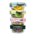 B.GUBOBOYA 4 Pack Round Glass Food Storage Containers With Lids, 1.5 Cup Round Soup Containers BPA-Free, Small Glass Food Containers for yogurt, work, Leftover and Microwave, Dishwasher, Freezer Safe