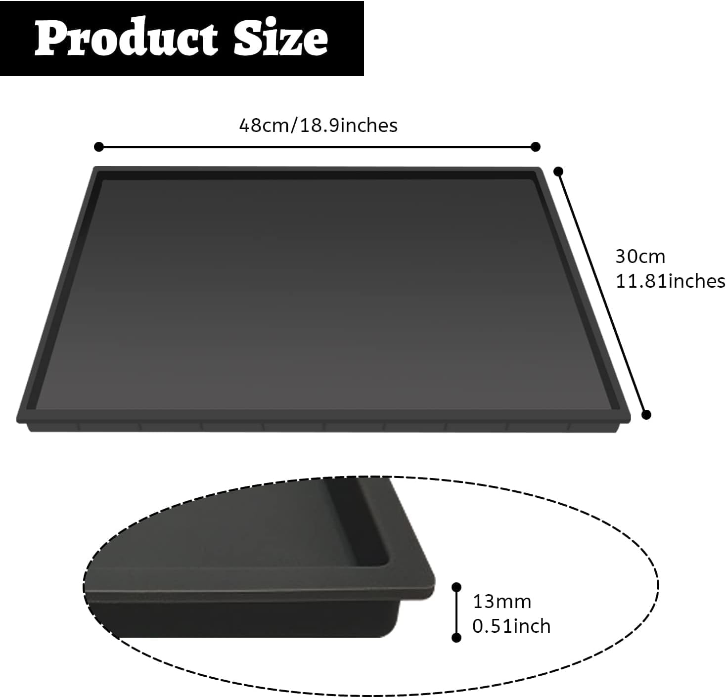 Ezebesta Silicone Mat Under Coffee Machine With Lip Coffee Maker Appliance Automatic Machines Espresso Accessory Black Multifunctional Rubber Base Mat (18.9 x 11.8)
