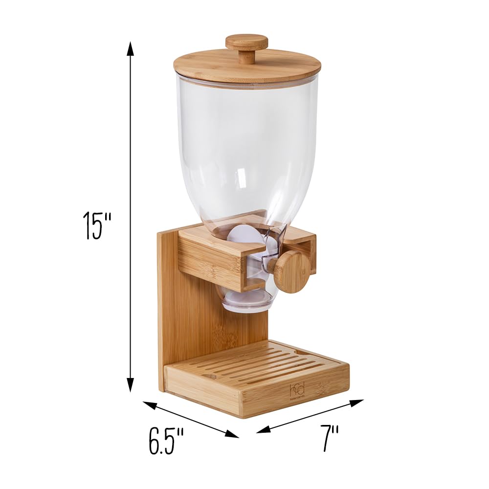 Honey-Can-Do Bamboo Cereal Dispenser, Food Storage Container for Pantry, Kitchen Counter, Organization and Storage KCH-09867 Natural