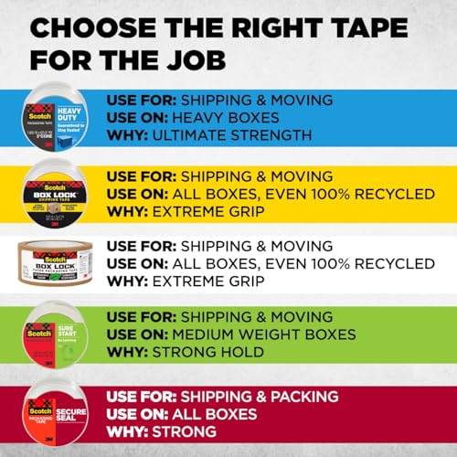 Scotch Packaging Tape, 6 Rolls, 1.88 in x 54.6 yd (48 mm x 50 m), Ultra Clear