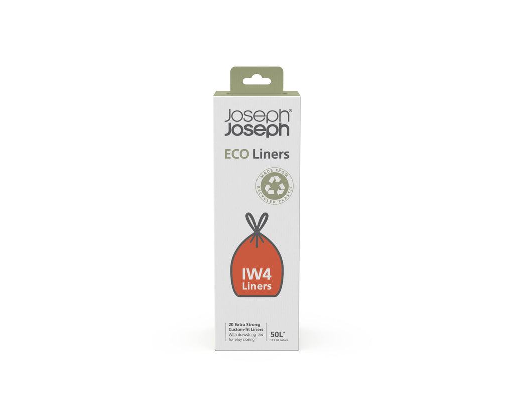 Joseph Joseph Eco Trash Bags, Recycled plastic, Extra strong, With Drawstring, 13.2 Gallons, Grey