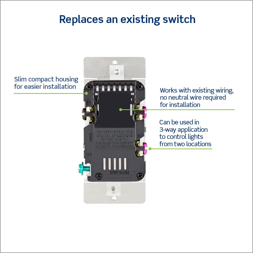 Leviton Decora Dimmer with Slide Bar and Rocker Switch, 15 Amp, DSL06-1LZ, White