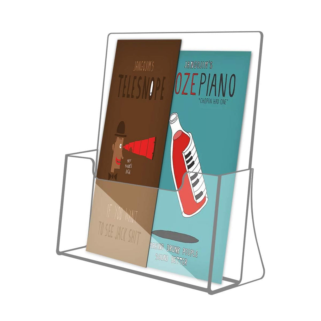 NIUBEE Acrylic Brochure Holder 8.5 x 11 inches 2 Pack, Clear Acrylic Literature Holder Plastic Flyer Display Stand, Acrylic Countertop Organizer for Magazine, Pamphlet, Booklets, Menu, Journals