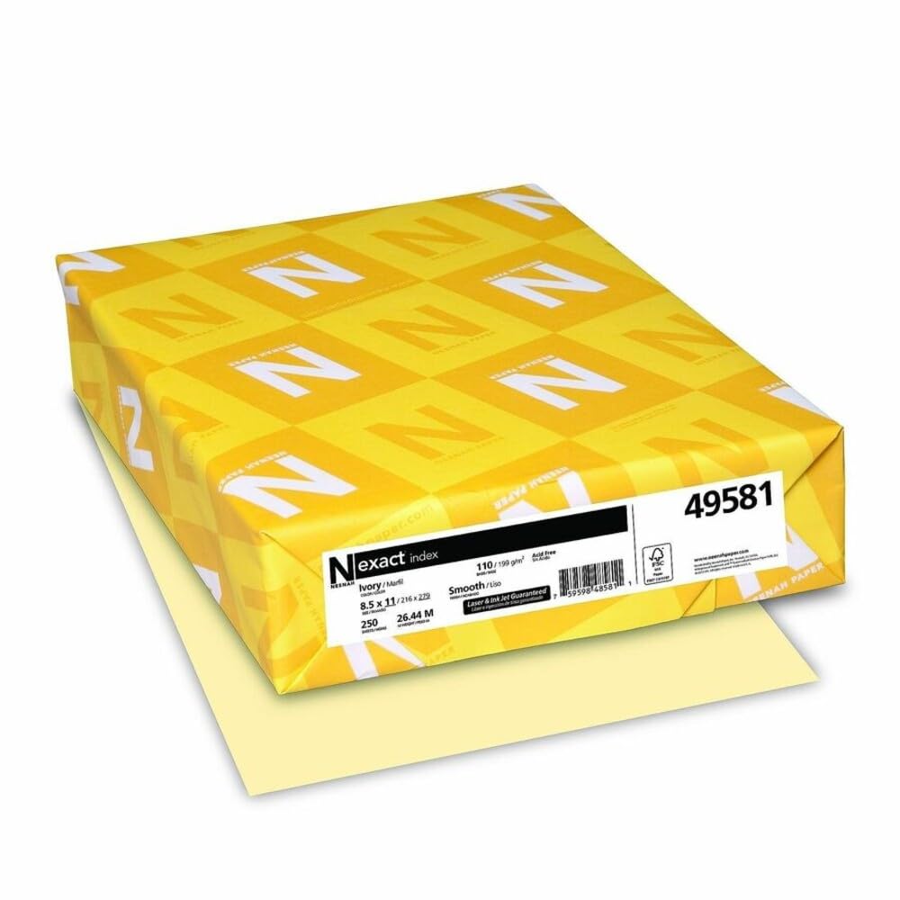 Neenah Exact Index Cardstock, 110 lb, 8.5 x 11 Inches, 250 Sheets, Ivory