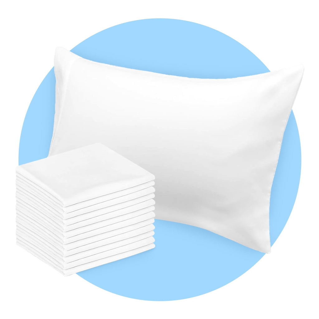 Avalon Bedding Pillow Cases Standard Size Set of 12 White Pillow Cases Cotton Blend 200 TC Pillow Covers Perfect for Home & Hospital, Hotel Quality Pillow Protectors 20"x30" Queen Size
