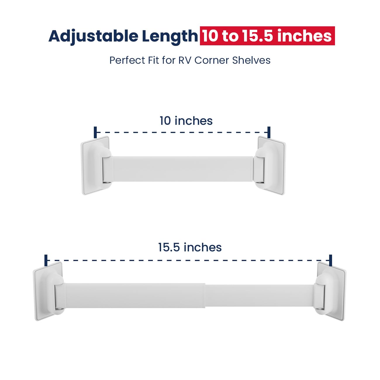 Adjustable RV Shower Corner Storage Bar- Durable Aluminum RV Corner Caddy for Shower Organization- Perfect for Travel Trailer, Camper Inside Storage and Organization- 2 Packs
